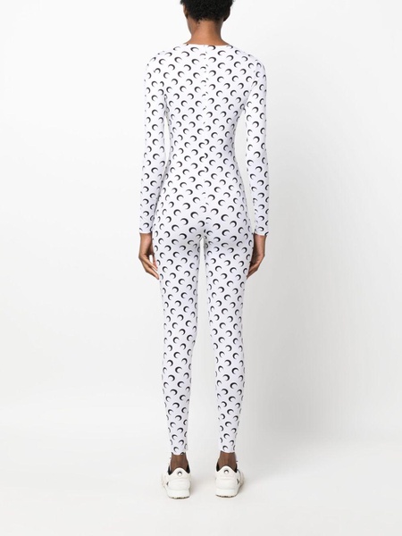 White Crescent Moon-Print Jumpsuit