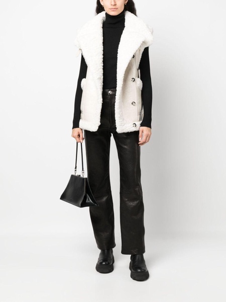 reversible faux-leather shearling gilet