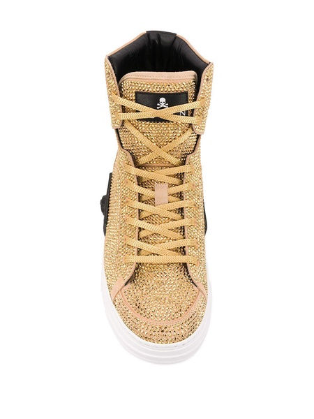 rhinestone-embellished high-top sneakers