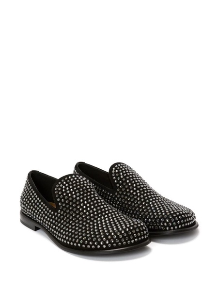 Suede Embellished Moccasin Loafers