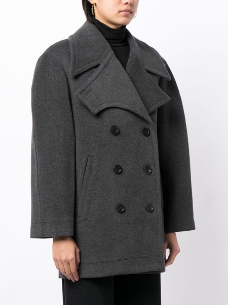 notched-lapels double-breasted coat 