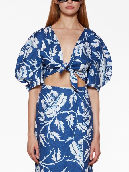 Navya floral-print crop top