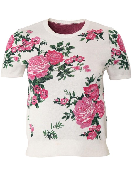 floral-jacquard knitted top