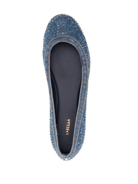 Duchess denim ballerina shoes