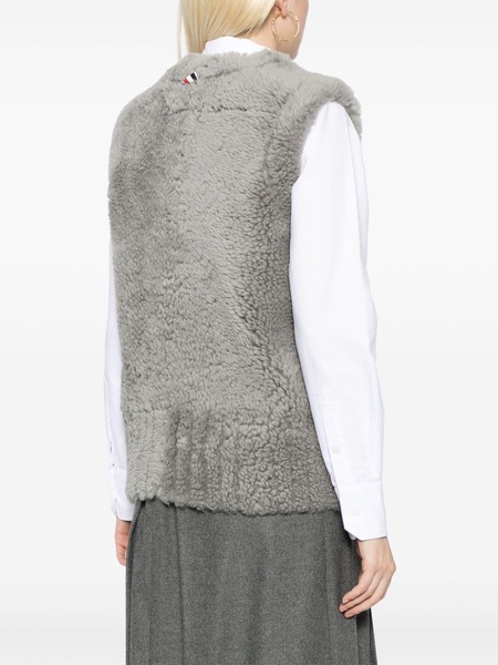 V-neck shearling gilet