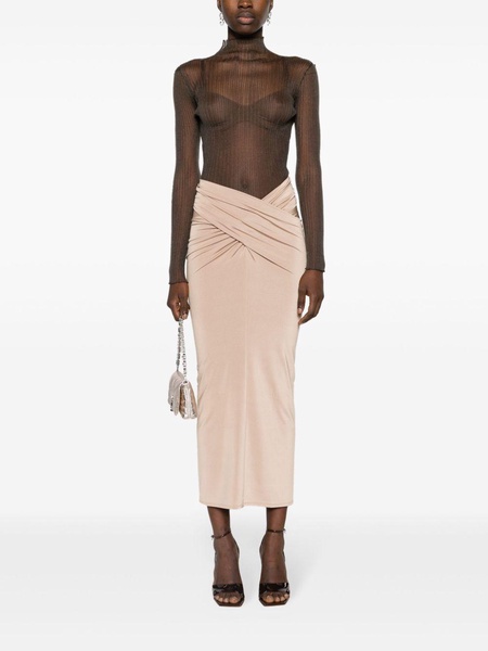 Neutral Berretta Draped Maxi Skirt