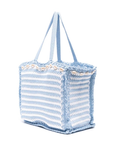 shell-detail crochet tote bag