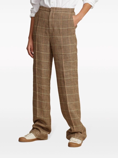 plaid straight-leg trousers