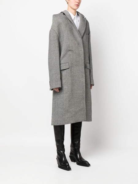 single-breasted herringbone coat