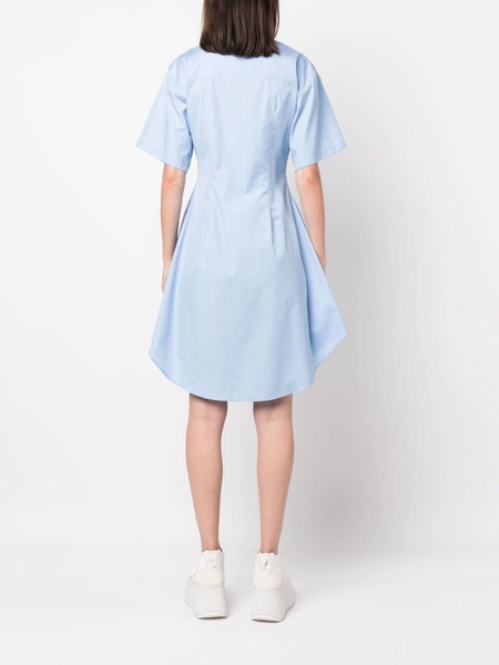 pleat-detailing flared cotton shirtdress