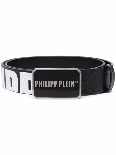 logo-plaque buckle belt