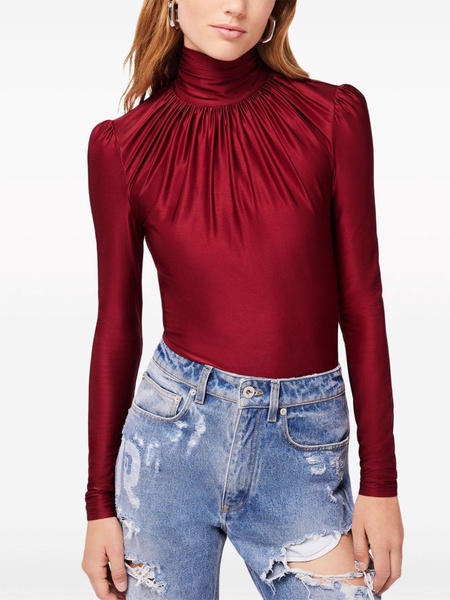 high-neck draped top