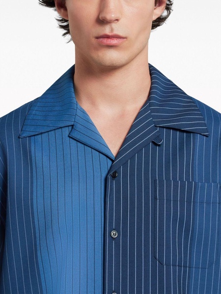 colour-block striped virgin wool shirt