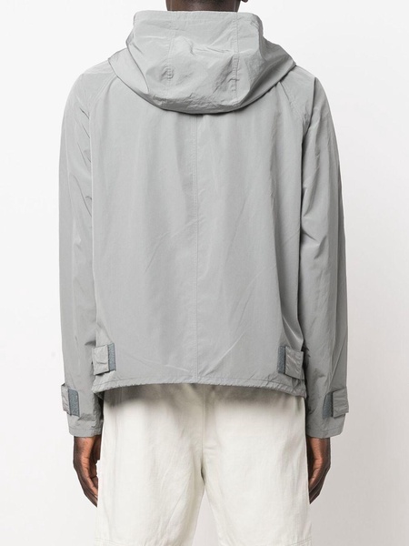 drawstring-hooded zipped jacket