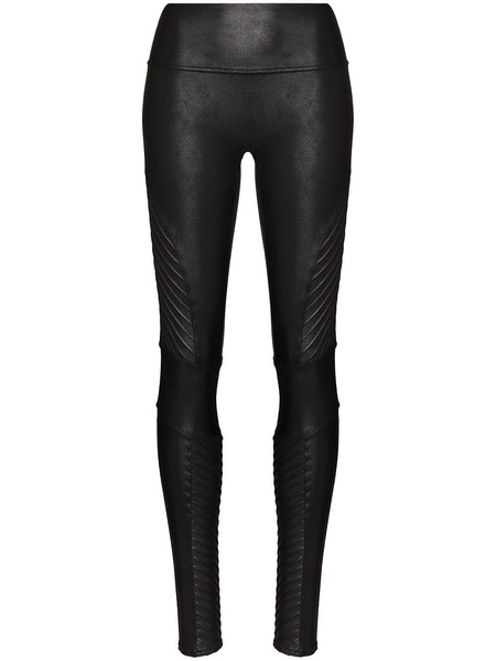 faux-leather high-rise leggings