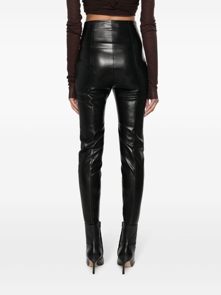 stirrup-cuffs faux leather leggings