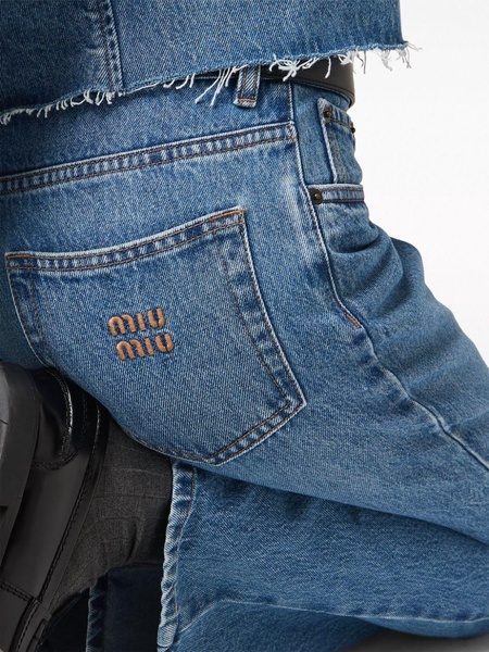 logo-embroidered flared jeans