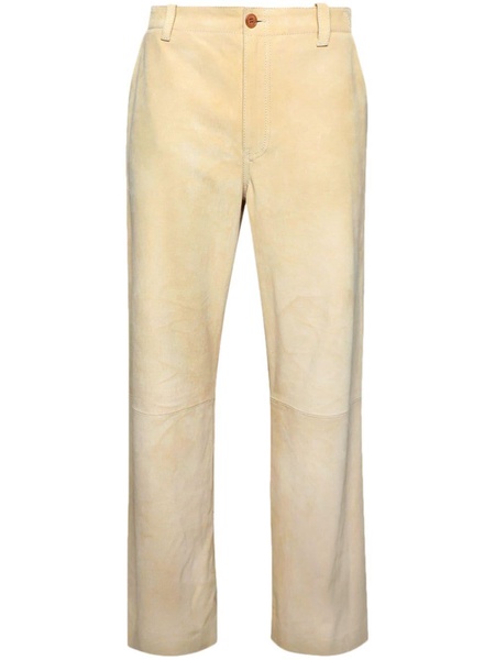 wide-leg suede trousers