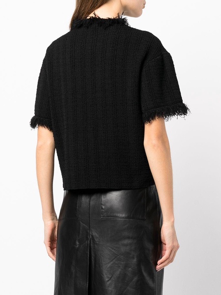 frayed-edge short-sleeve jumper