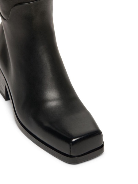 square toe leather high boots