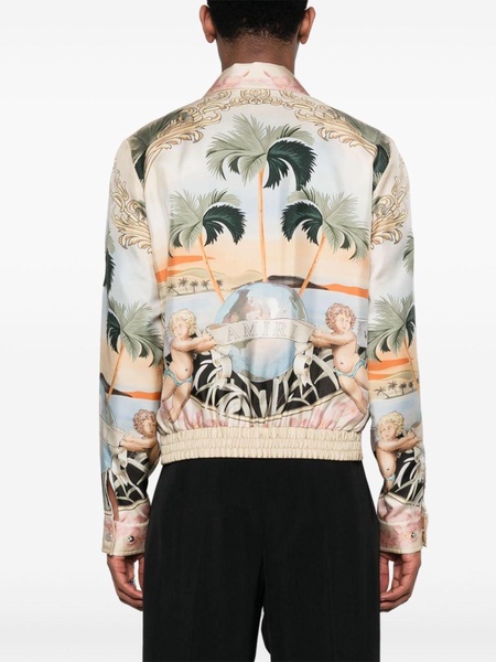 graphic-print silk bomber jacket