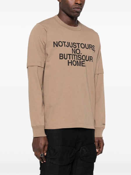 slogan-print layered cotton sweatshirt