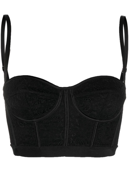 lace-detailing bustier crop top