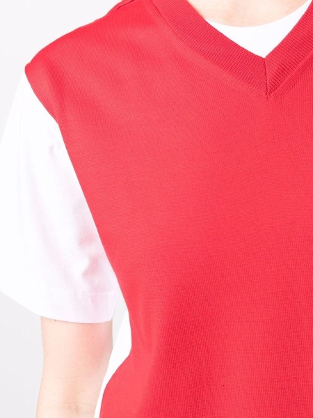 contrast-panel V-neck T-shirt