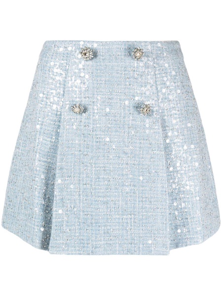 high-waist sequined bouclé miniskirt