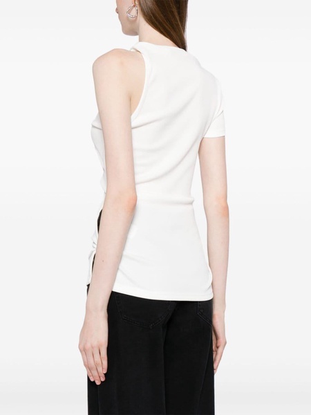 twist-detail asymmetric ribbed T-shirt