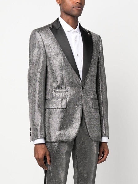 metallic-finish single-breasted blazer