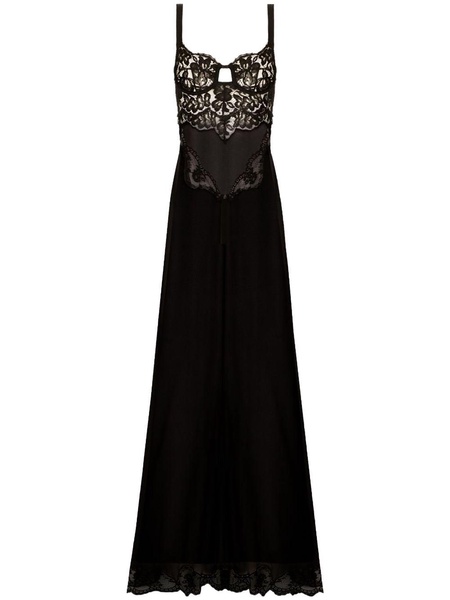 Black Lace Sheer Maxi Nightdress