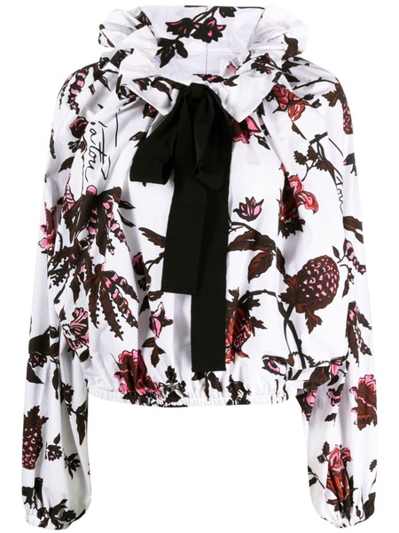 floral-print bow-detail blouse