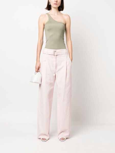 belted cotton gabardine trousers