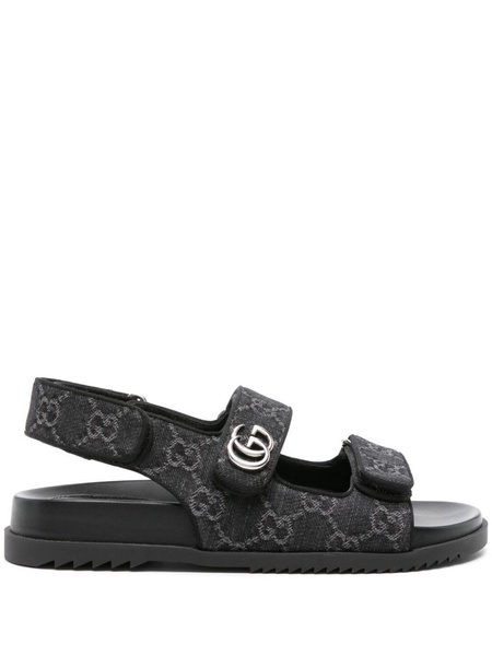 Double G-plaque denim sandals