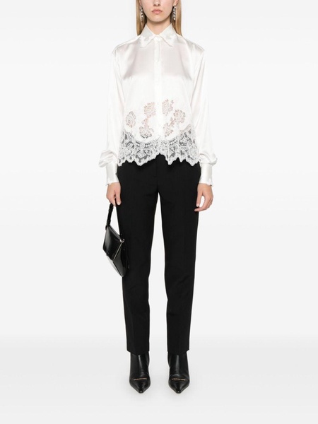 lace-panelling shirt