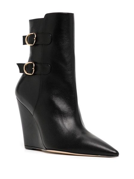 pointed-toe 100mm wedge boots