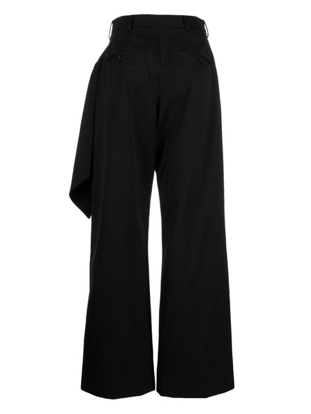 rose-appliqué wool trousers