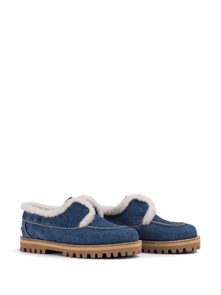 Yacht shearling-trim denim loafers 