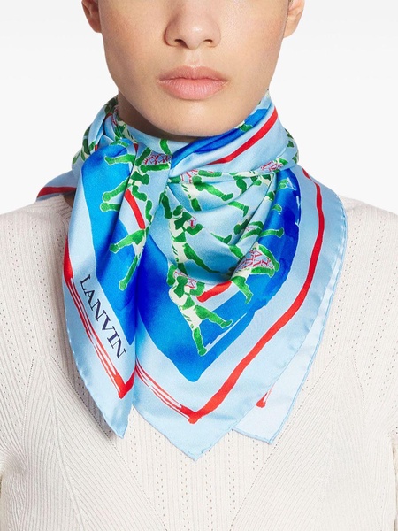 graphic-print silk scarf