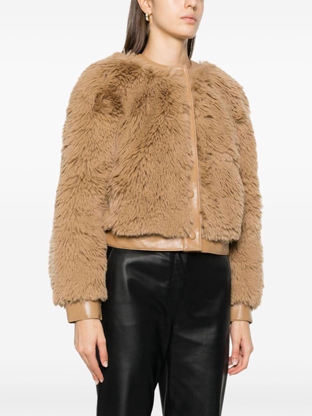 faux-fur button-up cropped jacket