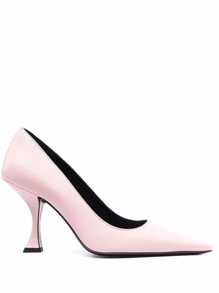 pebbled-texture pointed-toe pumps