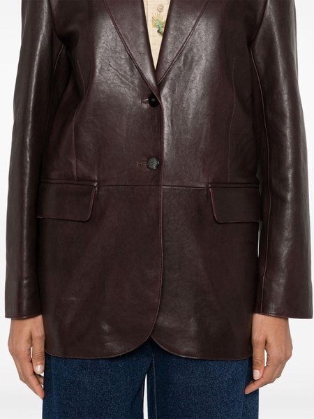 single-breasted leather blazer