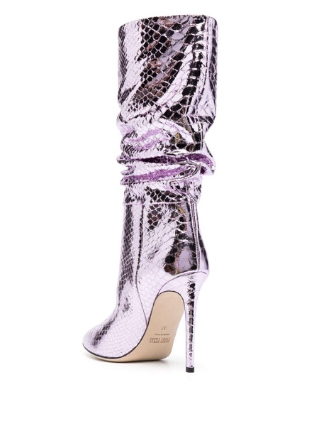 105mm snakeskin-effect metallic boots