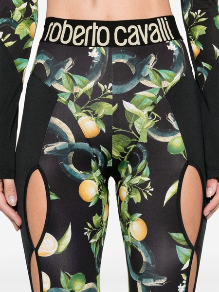 cut-out detailed lemon-print leggings