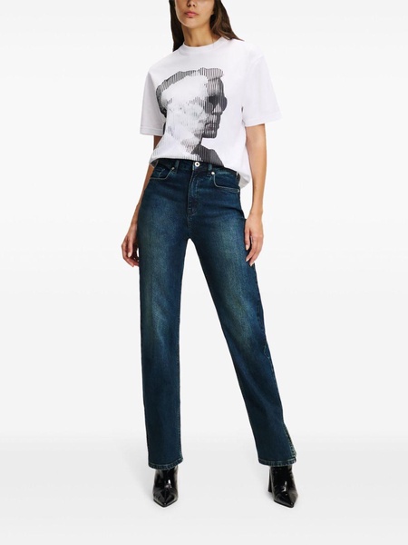 high-rise split-hem jeans