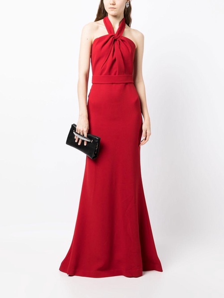 Draped halter crêpe gown