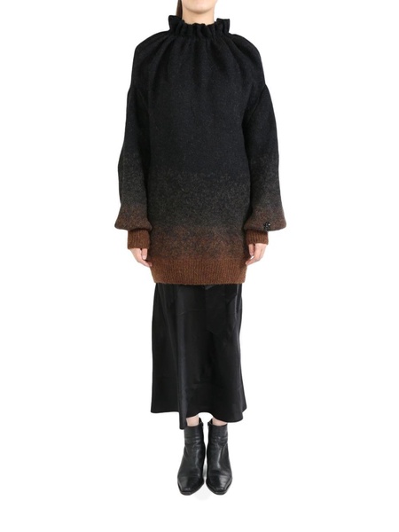 Gathered Pleated high-neck jumper