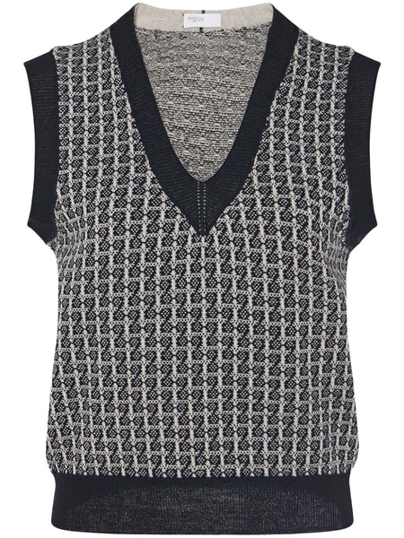 patterned intarsia-knit merino-wool vest