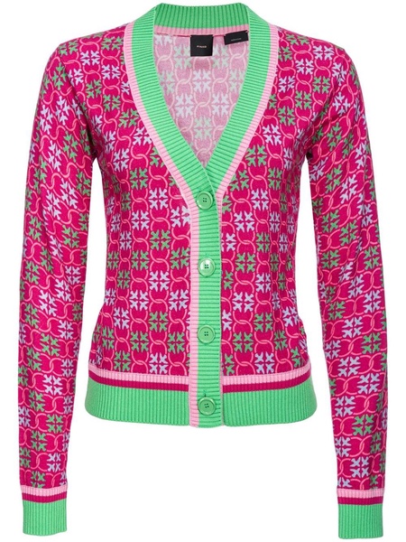 monogram-pattern V-neck cardigan